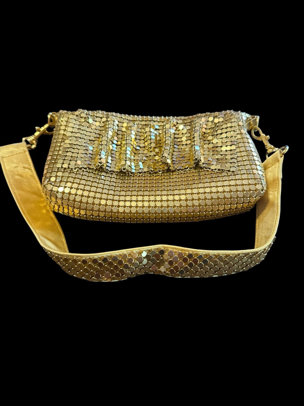 Mariell Gold Metal Mesh Small Shoulder Hand Bag NWOT Cocktail Party Hidden Zip
